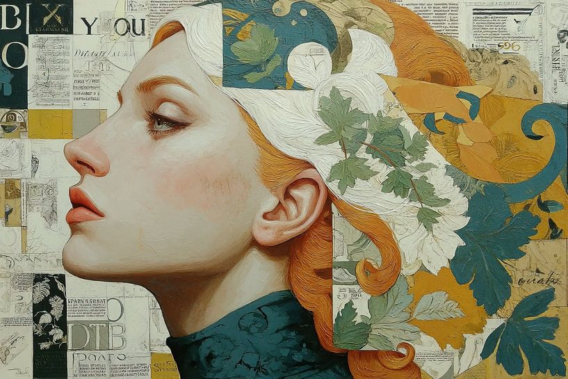 Woman with Leaves and Symbols by Art Whims