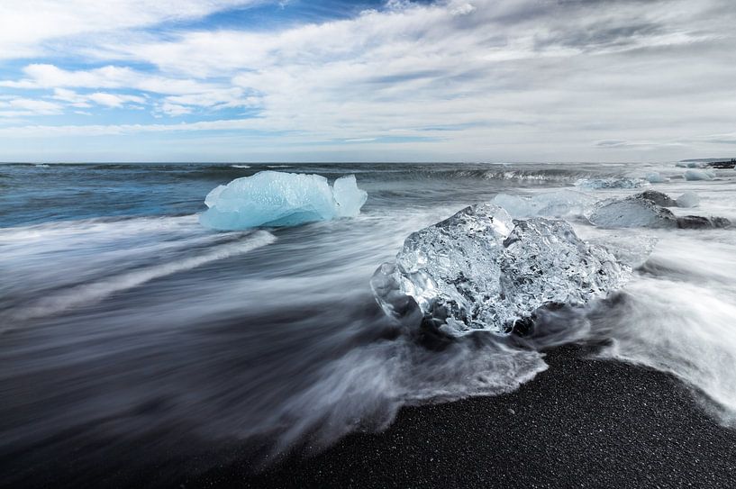 Banquise sur la plage de Diamond Beach, Islande par Lennart ter Harmsel
