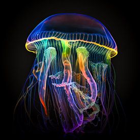 Neon-coloured jellyfish by Digital Art Nederland