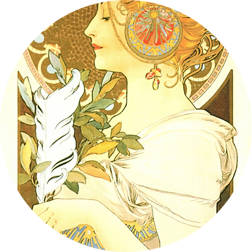 Stijlvol Schilderij Dame Lady Vrouw - Art Nouveau Schilderij Mucha Jugendstil