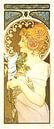 Stijlvol Schilderij Dame Lady Vrouw - Art Nouveau Schilderij Mucha Jugendstil van Alphonse Mucha thumbnail