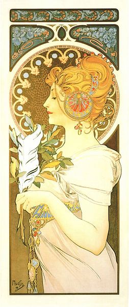 Stijlvol Schilderij Dame Lady Vrouw - Art Nouveau Schilderij Mucha Jugendstil van Alphonse Mucha
