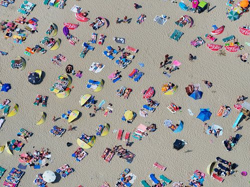 Bathers on Zandvoort beach on a hot summer day