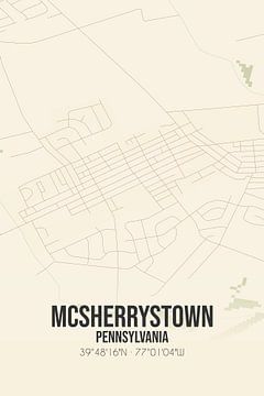 Vintage landkaart van McSherrystown (Pennsylvania), USA. van Rezona
