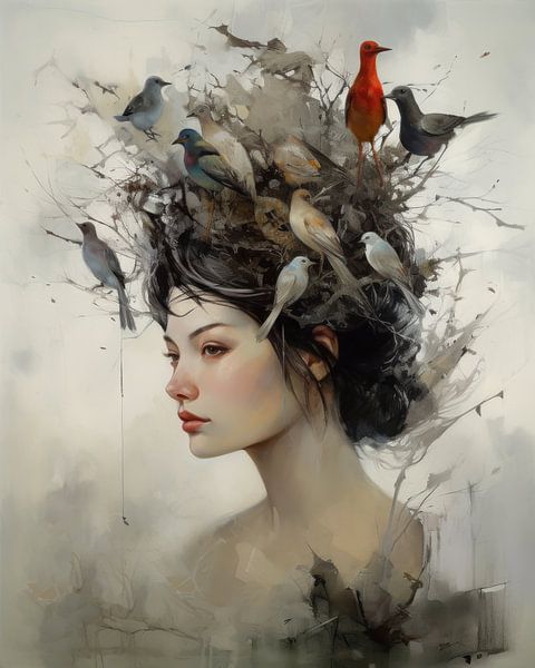 Kunstporträt &quot;Vogelnest&quot; von Carla Van Iersel