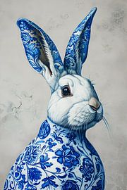 Rabbit Porcelain Delft Blue by But First Framing