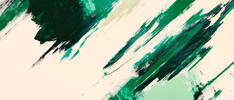 Abstrakte Farbsymphonie in Grün und Beige von Poster Art Shop