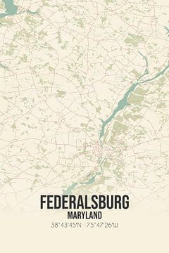 Vintage landkaart van Federalsburg (Maryland), USA. van Rezona