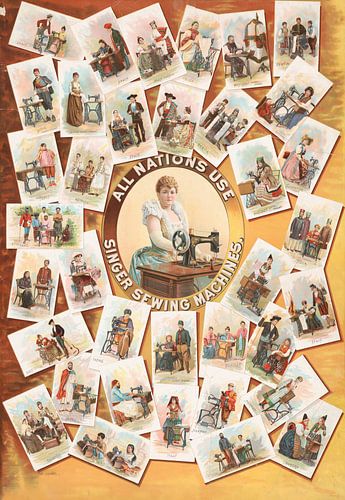 Alle naties gebruiken Singer naaimachines, J.Ottmann Lith. Co.