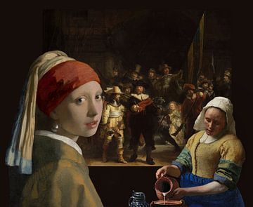 Girl with a Pearl Earring - Milkmaid - The Night Watch by Digital Art Studio