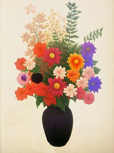 Grand bouquet dans un vase noir