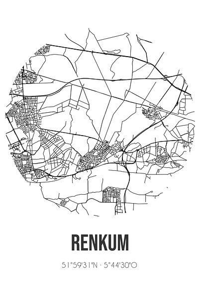 Renkum (Gelderland) | Landkaart | Zwart-wit van Rezona