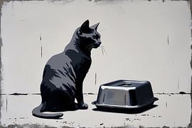 Cat with lid minimalist painting by Imperial Art House