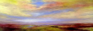 Heideland - goldene Wolken über purpurnem Land von Annette Schmucker