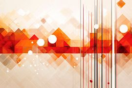 Geometric Art AUTUMN Boat trip with mountain view by Melanie Viola