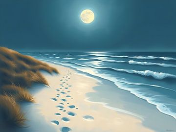Maanverlichte strandwandeling van Artistic