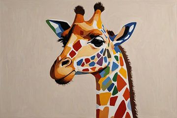 Giraffe Pop Art Porträt von De Muurdecoratie