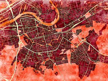 Map of Offenbach am Main with the style 'Amber Autumn' by Maporia