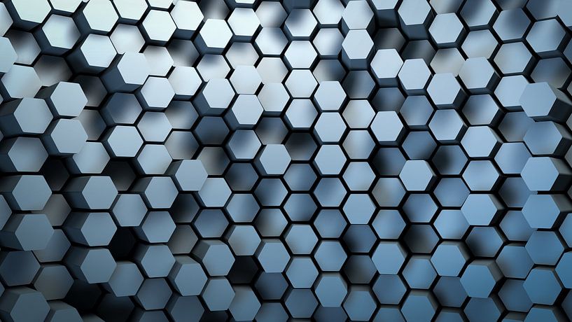 Abstract honeycomb structure in blue by Jonas Weinitschke