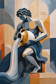 Aquarius Zodiac Painting – Modern Astrology Art by Gallery Hoppenbrouwers