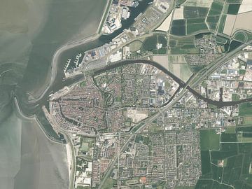 Luchtfoto van Harlingen van Maps Are Art