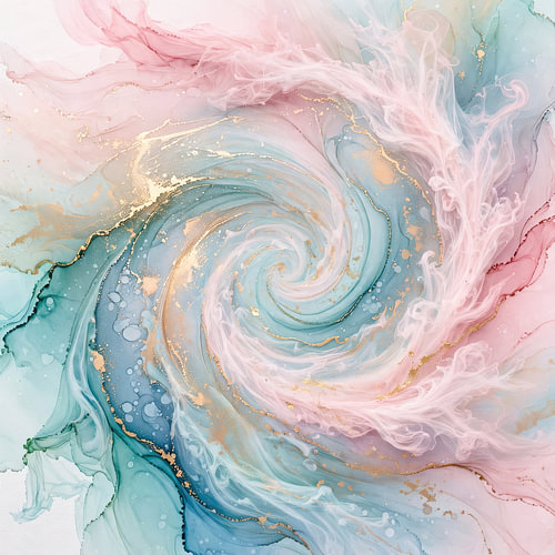 Whimsical Swirling Galaxy Pink Blue Gold