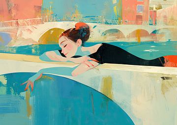 Sleepy City Waves van Blikvanger Schilderijen