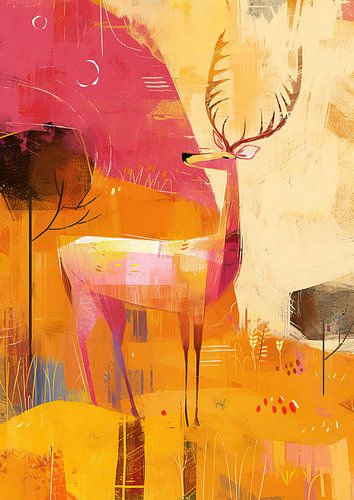 Golden Antlers Reign by ARTEO Paintings