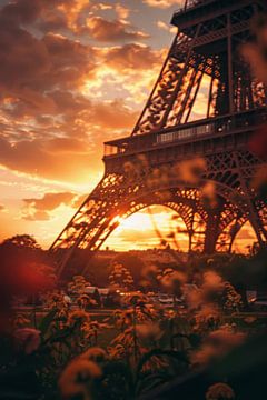 Eiffeltoren in de avondgloed van Poster Art Shop