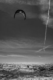 only kite surfing on hlarge sea by Peter Laarakker