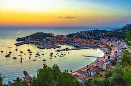 Spain Mediterranean Sea, idyllic sunset at Port de Soller on Majorca, Balearic Islands by Alex Winter