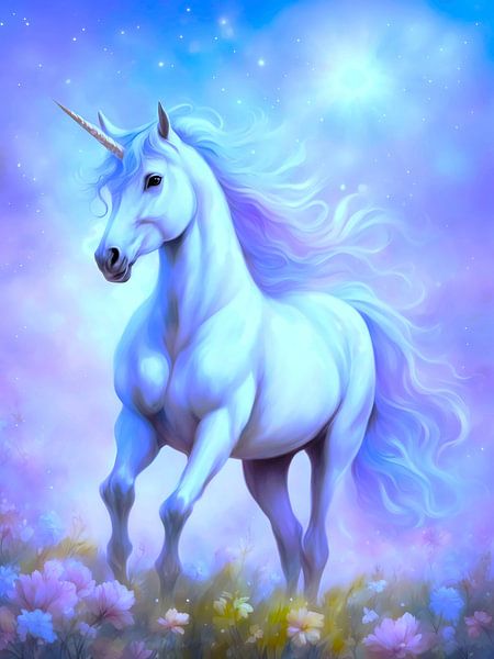 Une licorne mystique dans un crépuscule enchanteur par A.D. Digital ART