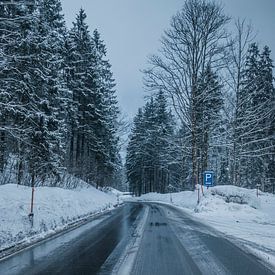 Snowy road van Lars Stoof