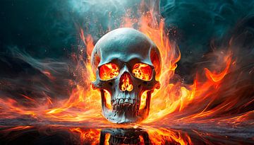 Skull with fire by Mustafa Kurnaz