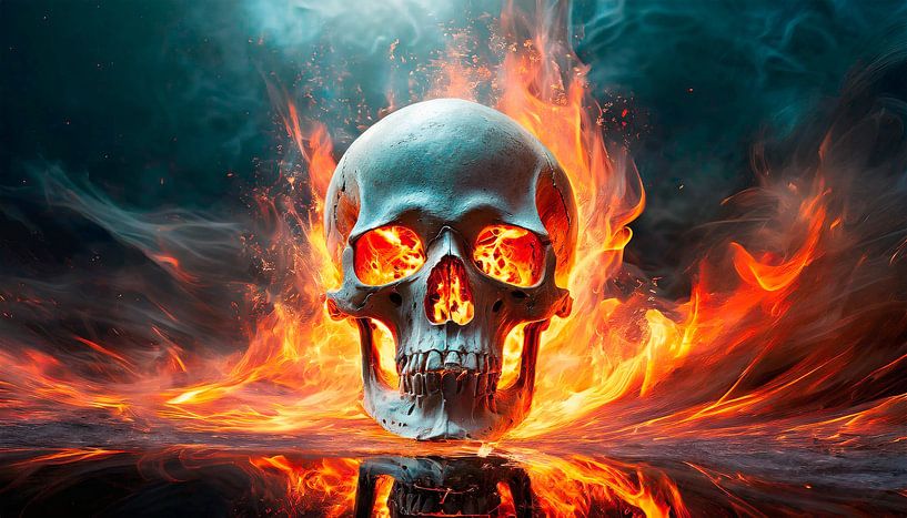 Totenkopf mit Feuer von Mustafa Kurnaz