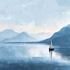 Zeilboot op een bergmeer van ARTemberaubend