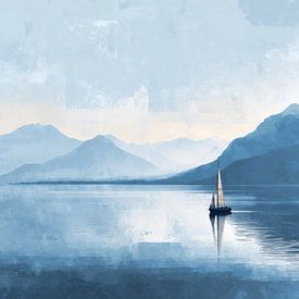 Segelboot auf einem Bergsee von ARTemberaubend
