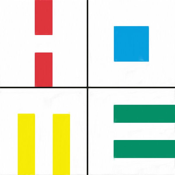 Geometrische Formen in rot blau gelb grün von Maurice Dawson