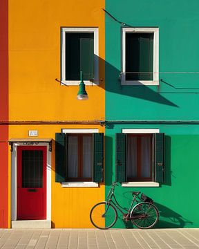 Huis en fiets, kleurenpracht van fernlichtsicht