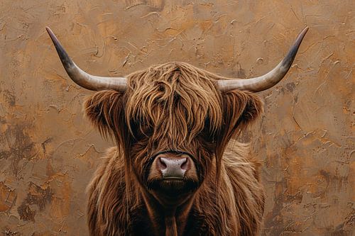 Rustieke Schotse Hooglander in Sepia Tinten