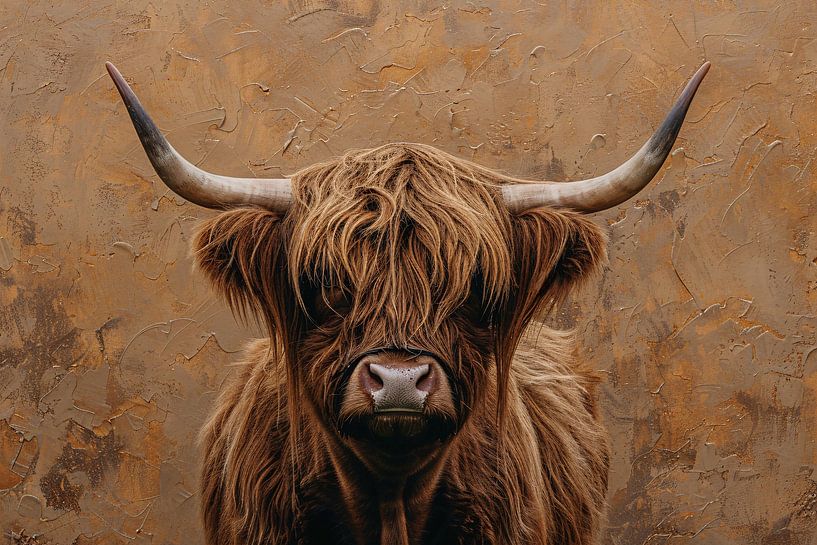 Rustieke Schotse Hooglander in Sepia Tinten van Art & Soul Creations