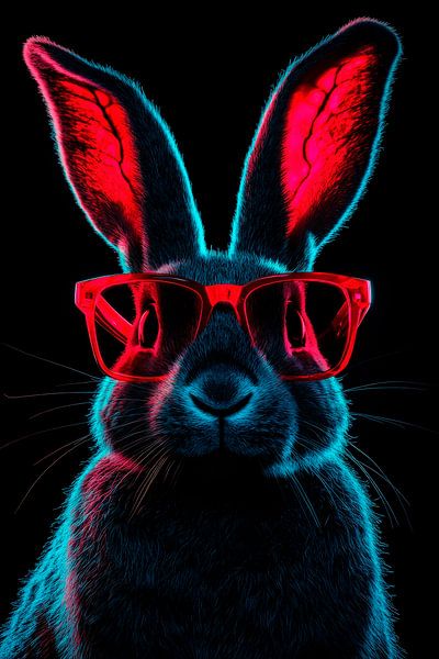 Lapin cool avec des lunettes de soleil rouges par Poster Art Shop