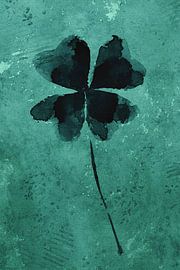 Four-leaf clover with a rugged background (watercolor painting flowers and plants) by Natalie Bruns