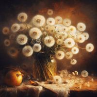 Nature morte, bouquet de pissenlits dans le style des maîtres anciens