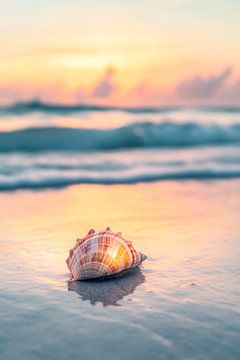 Schelp op het strand van Poster Art Shop