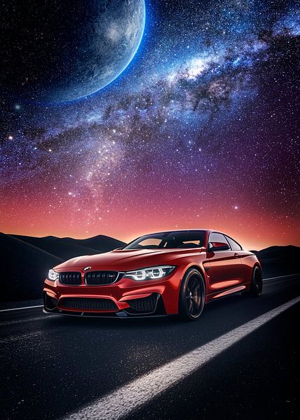 BMW M4 sous un ciel cosmique par John Dan
