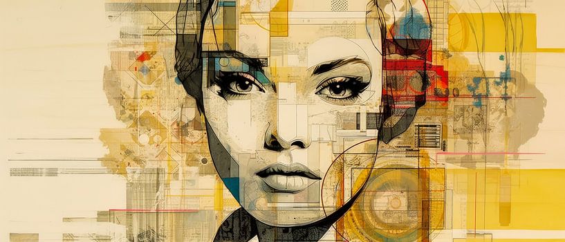 Pop-Art Neo-Dada Vrouw Portret van Preet Lambon
