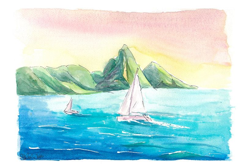 Yacht cruise in the Caribbean near Saint Lucia by Markus Bleichner