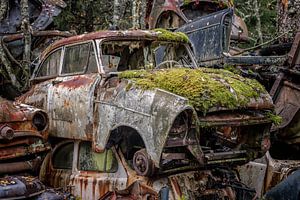 Rostige Hinterlassenschaften im Wald - Autofriedhof in Schweden