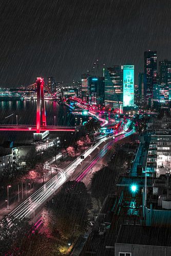 Vue sur Rotterdam sous la pluie
